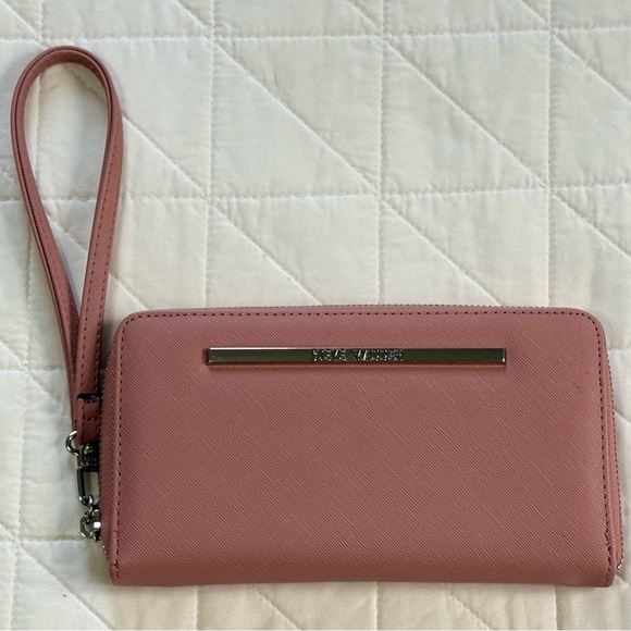 Steve Madden Handbags - Steve Madden Mauve Saffiano Zip-Around Wristlet Wallet - New York Chic